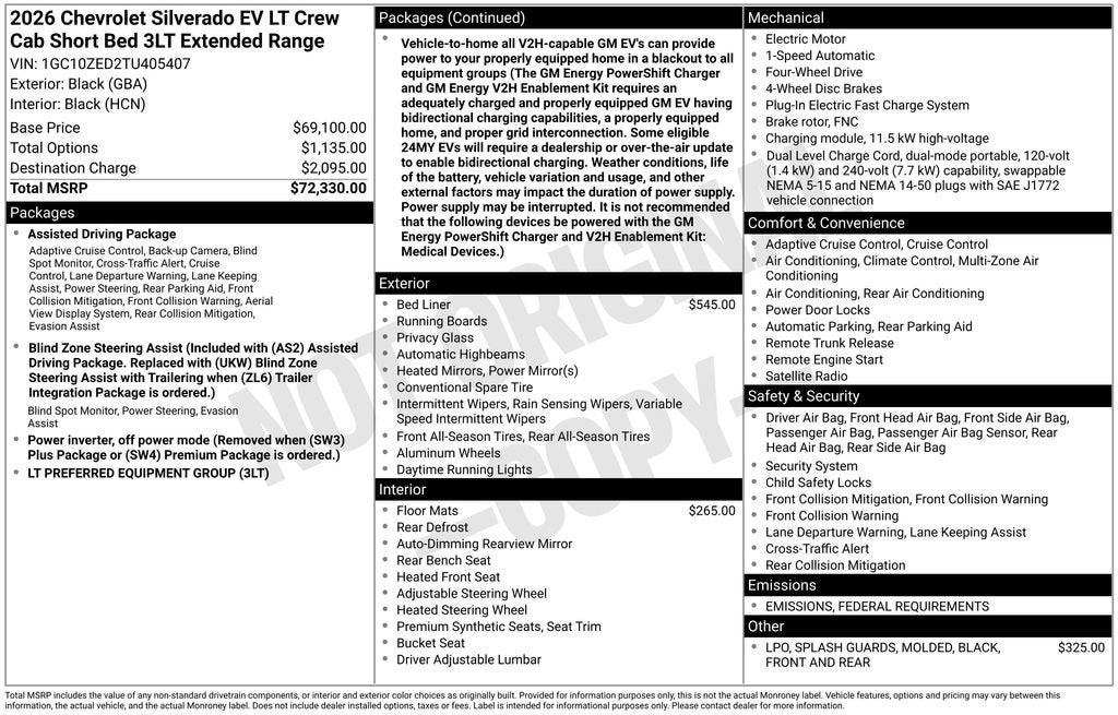 2026 Chevrolet Silverado EV LT - Extended Range