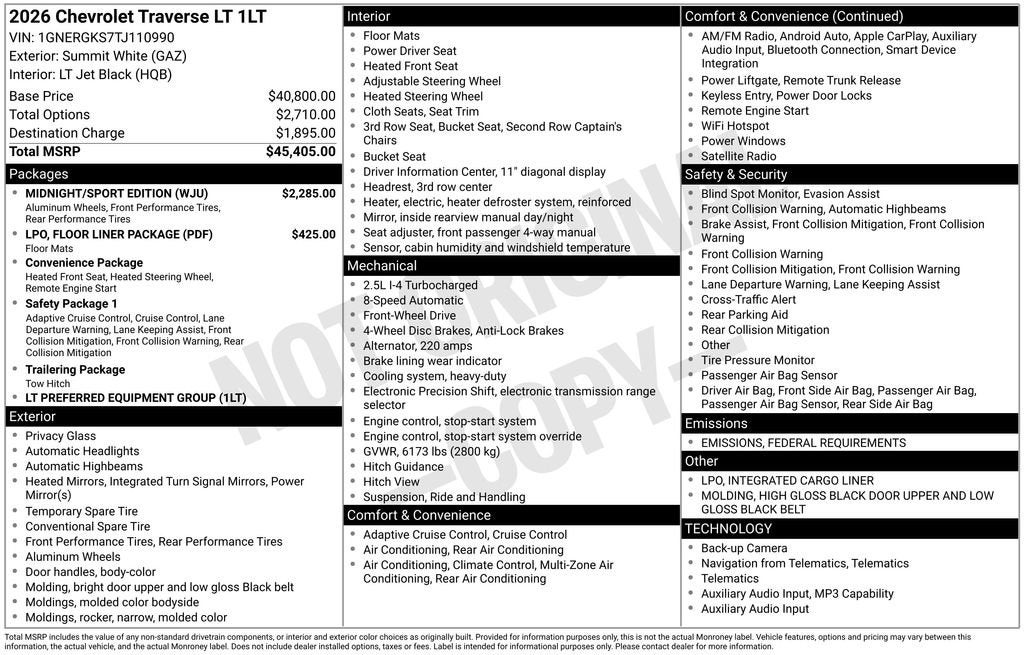 2026 Chevrolet Traverse LT