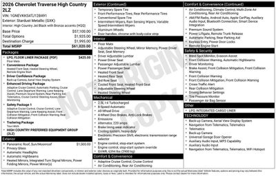 2026 Chevrolet Traverse High Country
