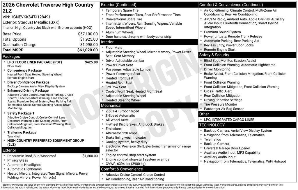 2026 Chevrolet Traverse High Country