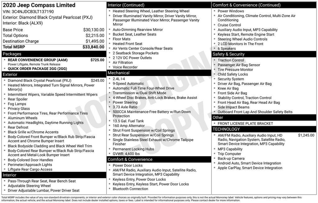 2020 Jeep Compass Limited 4X4