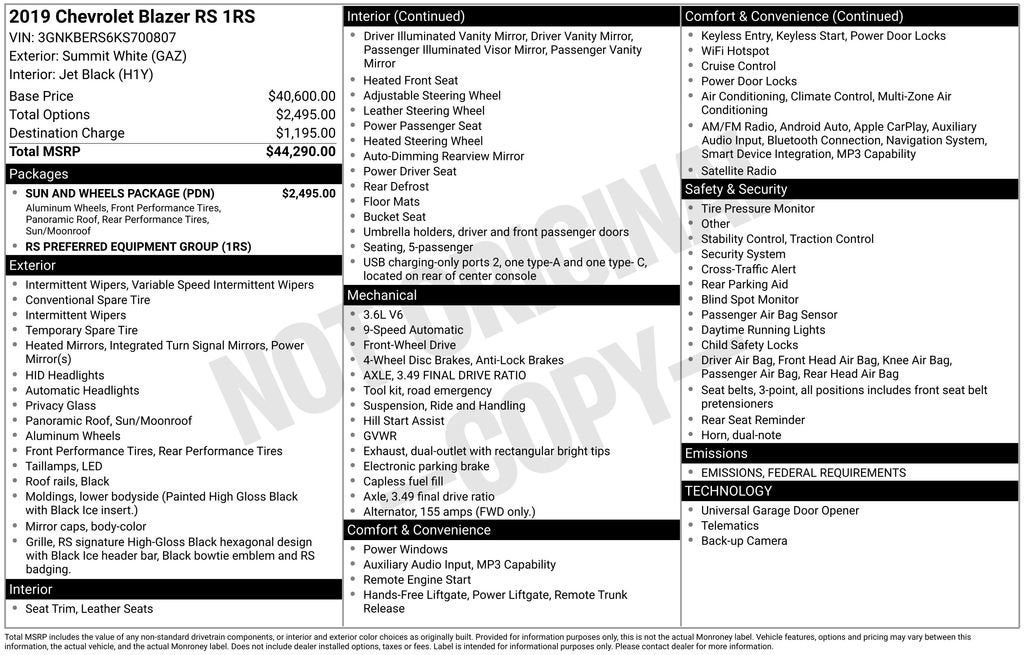 2019 Chevrolet Blazer RS