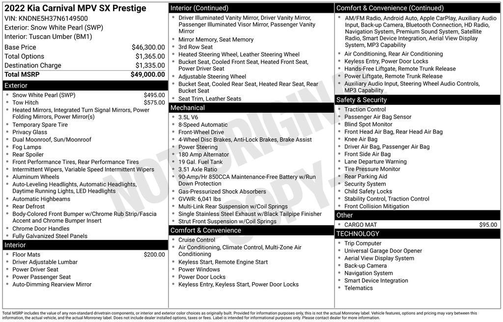 2022 Kia Carnival SX Prestige