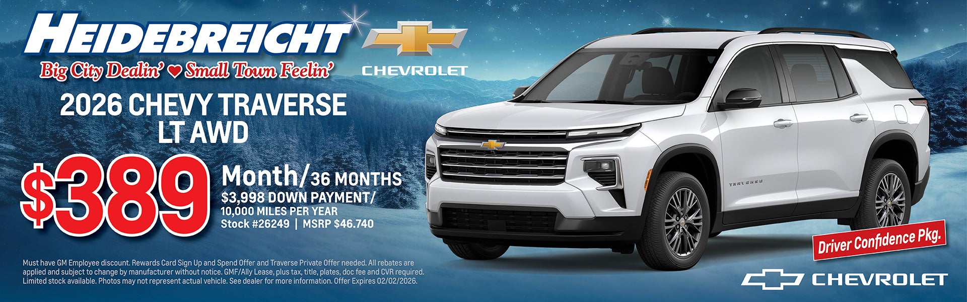 2026 Traverse LT AWD $389 MO/36 MO! See Disc. For Details!