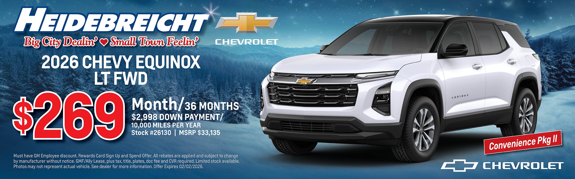 2026 Equinox LT FWD $269 MO/36 MO! See Disc. For Details!