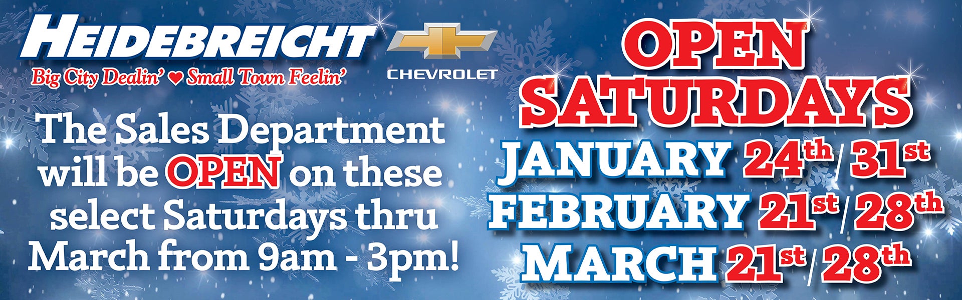 Sales Are Open These Select Saturdays!