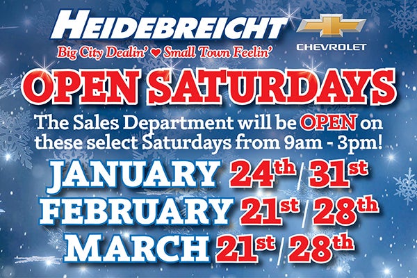 Sales Are Open These Select Saturdays!
