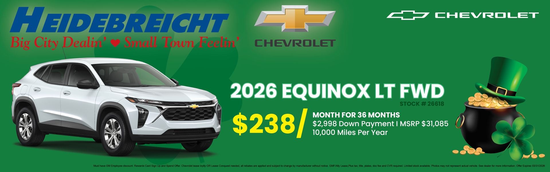 2026 Equinox LT FWD $238 MO/ 36 MO! See disc. For Details!