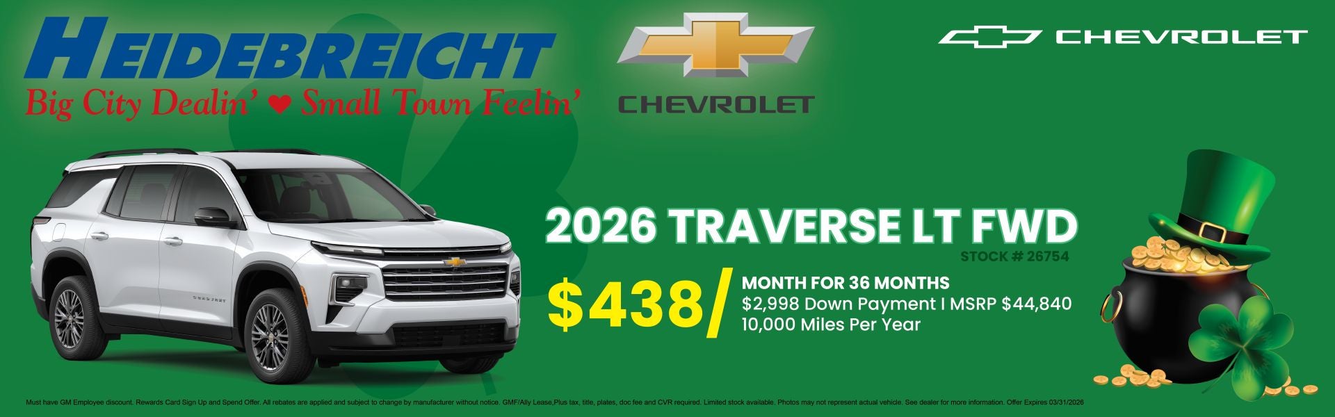 2026 Traverse LT FWD $438 MO/ 36 MO! See Disc. For Details!
