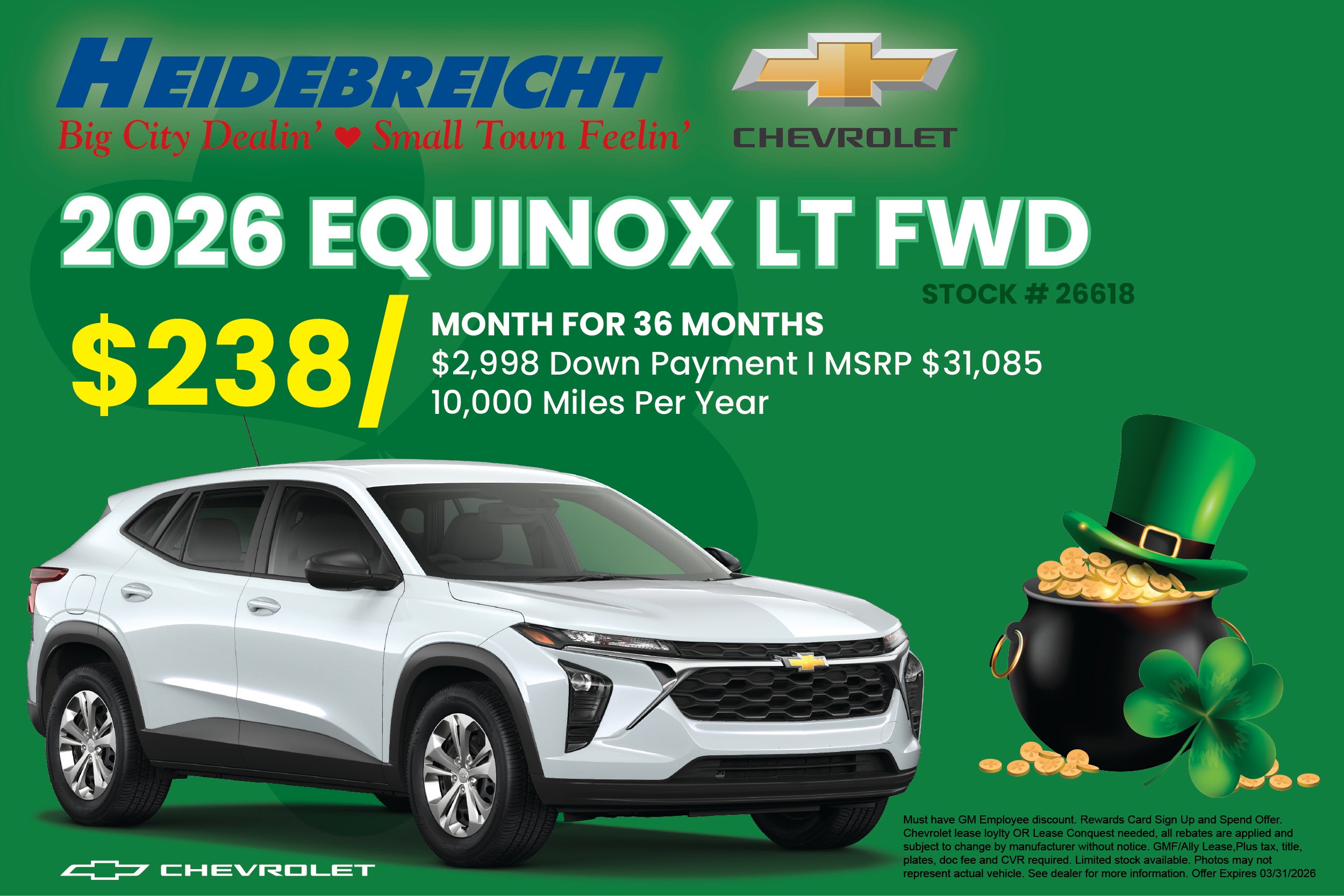 2026 Equinox LT FWD $238 MO/ 36 MO! See disc. For Details!