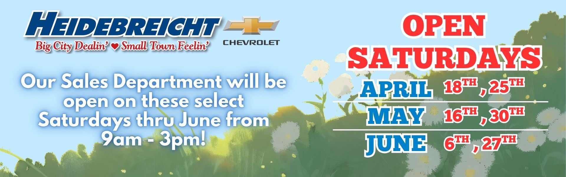 Check Out Our Select Saturday Hours Through June 2026!