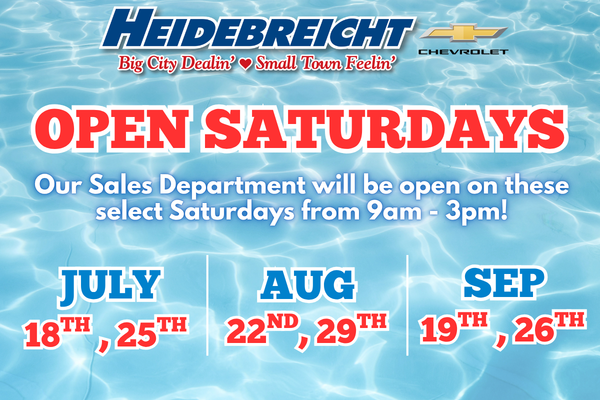 Check Out Our Select Sales Saturday Hours!