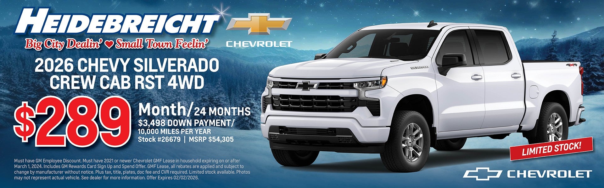 2026 Crew Cab RST 4WD $289 MO/24 MO! See Disc. For Details!