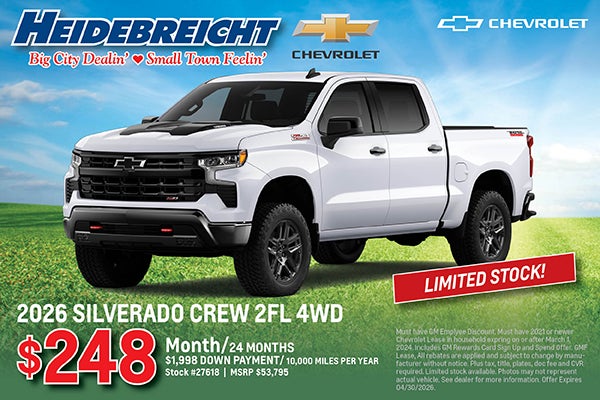 2026 Silverado Crew Cab 2FL 4WD - Limited Stock!